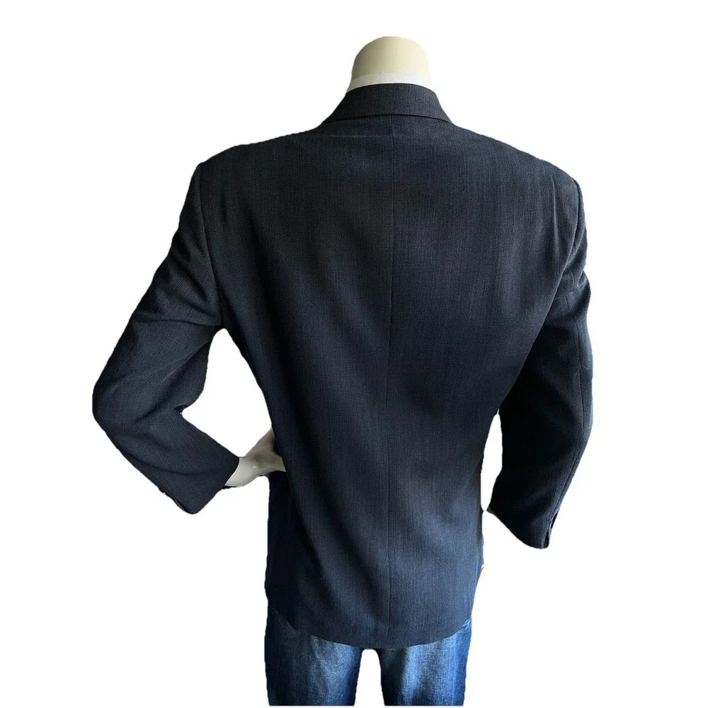Vestimenta (Armani) Men 38 Blazer Wool Double Breasted Birdseye Sport Coat Italy